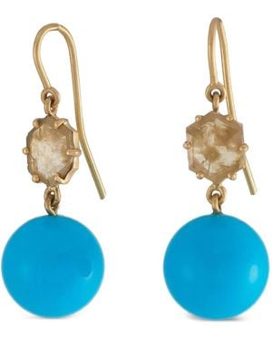 Sylva & Cie Pendientes con turquesa y diamante - Azul