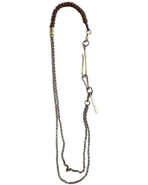 Ziggy Chen Braided-Link Chain Wallet Strap - White