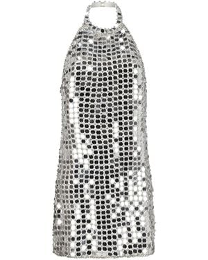 retroféte Sequinned Halterneck Dress - White