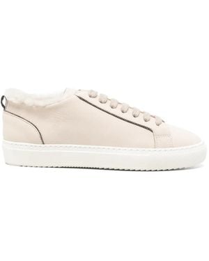 Doucal's Shearling-Trim Trainers - White