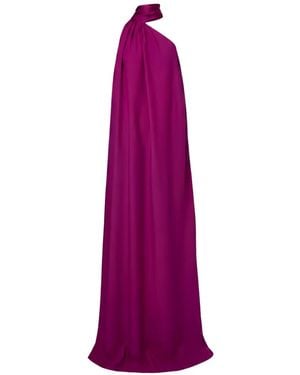 Taller Marmo Astor Extravaganza Feather-Trim Maxi Dress - Purple