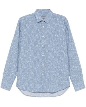 Canali Floral-Print Shirt - Blue