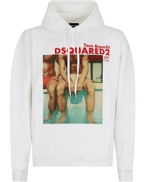 DSquared² Hoodie Graphique Tom Bianchi - White