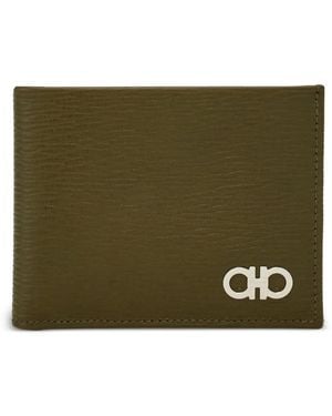 Ferragamo Gancini Hammered Leather Wallet - グリーン