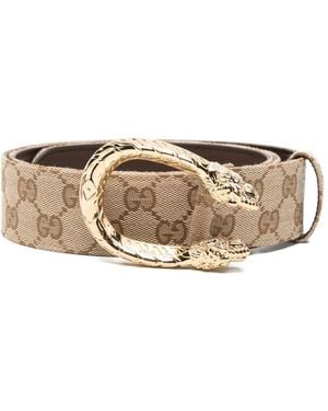Gucci Belt With Distinctive Buckle - Natural