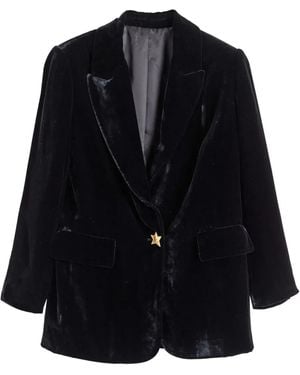 Chinti & Parker Fluwelen Blazer Met Sterpatroon - Blauw