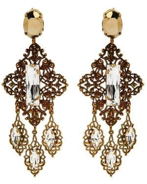 Anton Heunis Crystal-Embellished Filigree-Detail Earrings - Metallic
