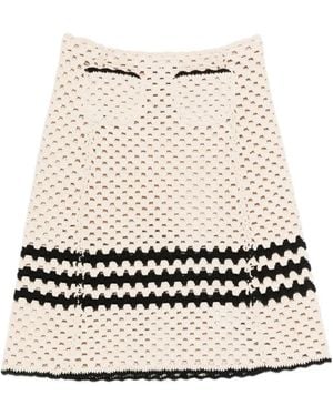 N°21 Knitted-Construction Stripe-Detail Skirt - Natural
