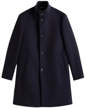 Tommy Hilfiger High-Neck Button-Up Coat - Blue