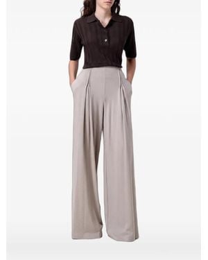 Max Mara Ribbed-Knit Polo Shirt - Brown
