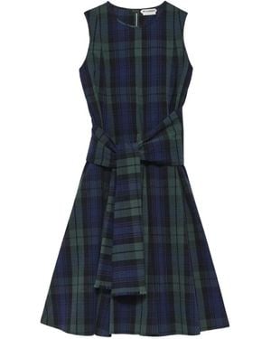 JW Anderson Check-Pattern Tie-Waist Midi Dress - Blue