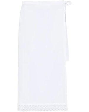THE NINA STUDIO Lace-Detail Midi Skirt - White