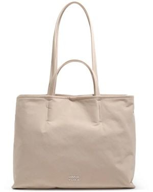 Bimba Y Lola Large Chihuahua Logo-Plaque Tote Bag - Natural