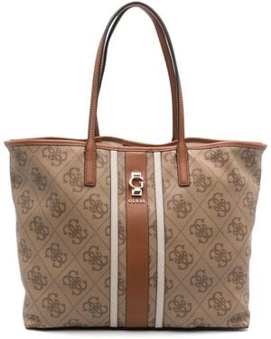 Guess Monogram-Pattern Shoulder Bag - Brown