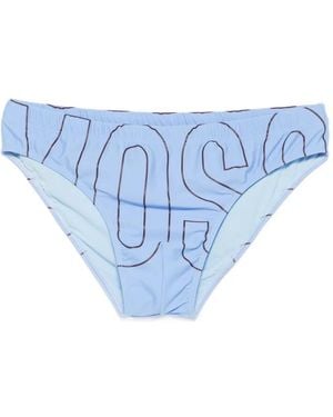 Moschino Logo-Print Swim Trunks - Blue