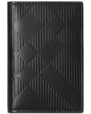 Burberry Tarjetero Plegable A Cuadros En Relieve - Negro