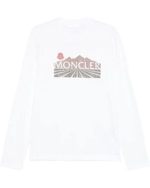Moncler T-Shirt Imprimé À Manches Longues - White