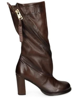 A.s.98 Larkin Zip-Detail Heeled Boots - Brown