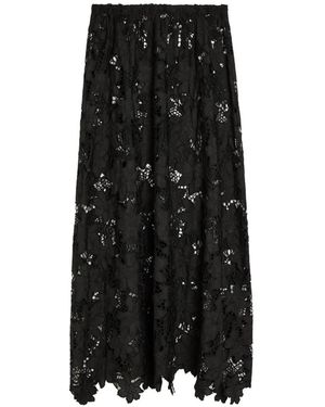 SOLAQUA Margaux Floral-Lace A-Line Skirt - Black