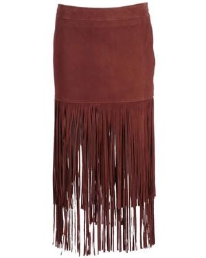 Ermanno Scervino Fringe-Trim Suede Skirt - Purple