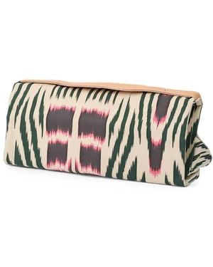 Rabens Saloner Large Suli Ikat-Print Leather-Trim Clutch Bag - White