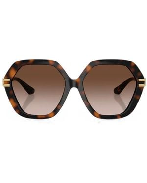 Dolce & Gabbana Tortoiseshell-Effect Geometric-Frame Sunglasses - Brown