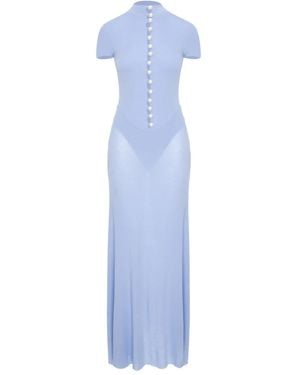 MANURI Pearl-Embellished Maxi Dress - Blue