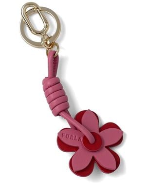 Furla Flower-Charm Keyring - Pink