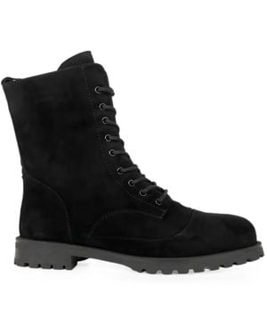 Linda Baumann Lace-Up Suede Boots - Black