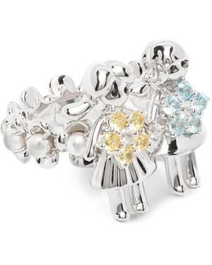YVMIN Anillo En Plata De Ley Con Apliques De Cristal - Blanco