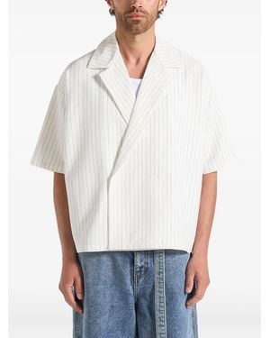 Manière De Voir Abel Boxy Pinstripe Double-breasted Shirt - White