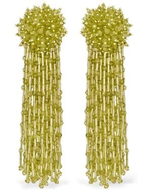 Oscar de la Renta Beaded Tassel Earrings - Yellow