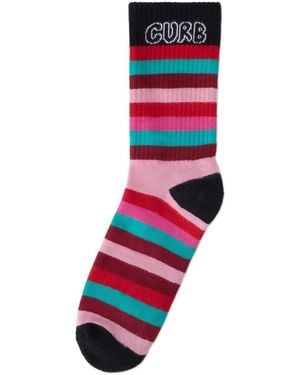 Lanvin Striped Curb-Lettering Socks - Red