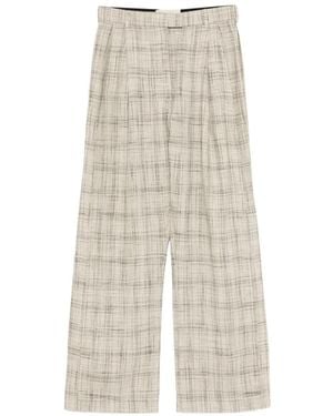 Litkovskaya Checked Frayed-Edge Trousers - White