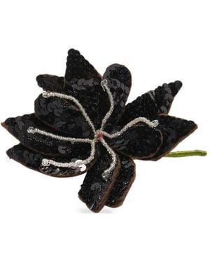 Maliparmi Precious Flower Brosche Mit Pailletten - Schwarz