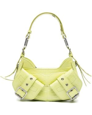 BIASIA Borsa A Spalla Y2K Con Effetto Coccodrillo Goffrato - Giallo