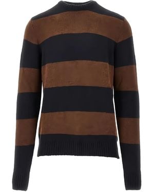 Forét Pull Rayé À Col Rond - Noir