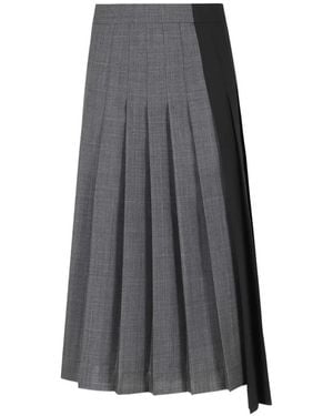 Department 5 Pleated Prince Of Wales Check Midi Skirt - Gray