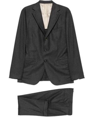Eleventy Costume Boutonné À Revers Crantés - Noir