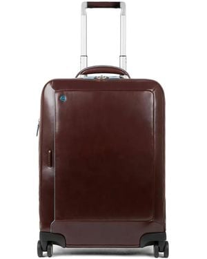 Piquadro Square Leather Cabin Suitcase - Brown