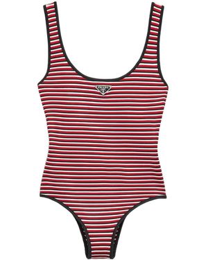 Prada Striped Swimsuit - Red