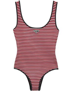 Prada Striped Swimsuit - Red