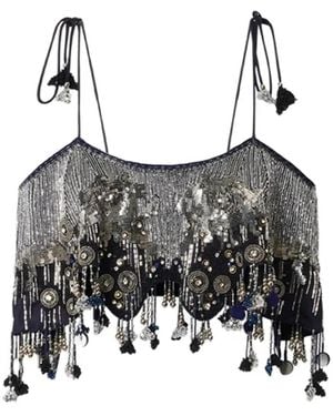Isabel Marant Liwane Sequin-Embellishment Silk Top - White