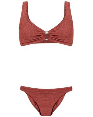 Hunza G Julia Crinkle-Effect Bikini - Red