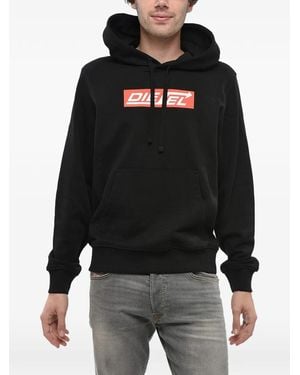DIESEL Logo-Print Brushed Hoodie - Black