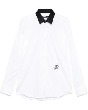 Karl Lagerfeld Contrast-Collar Shirt - White
