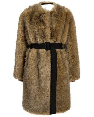 Proenza Schouler Faux Fur Belted Khai Coat - Green