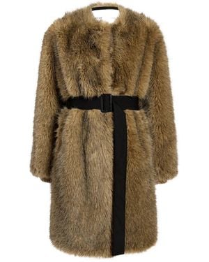 Proenza Schouler Khai Faux-Fur-Mantel mit Gürtel - Grün