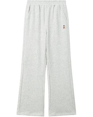Chocoolate Logo-Patch Wide-Leg Track Pants - White