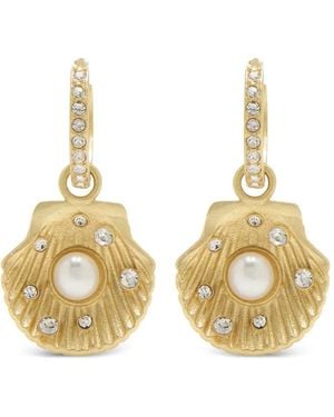 Oceanus Shell-Motif Embellished Earrings - Metallic
